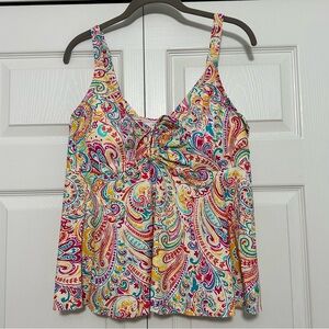Sunsets Escape Paisley Tankini‎ Swim Top VGUC